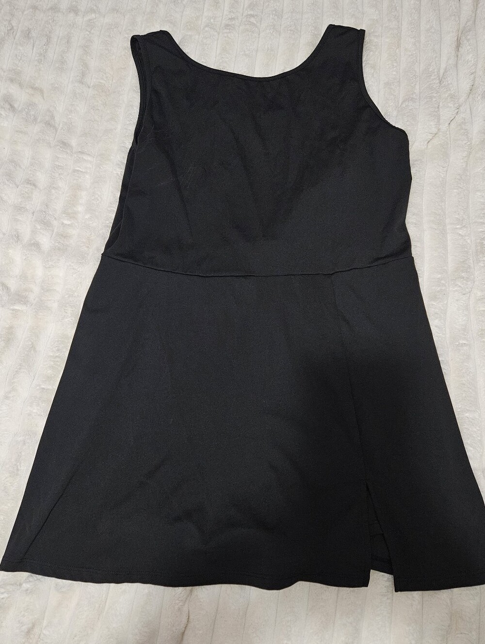 Black Athleisure Tennis Dress With Built-in Shorts With Pockets, Size XL